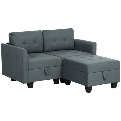 L' Shape Modular Storage Sofa - Dark Grey
