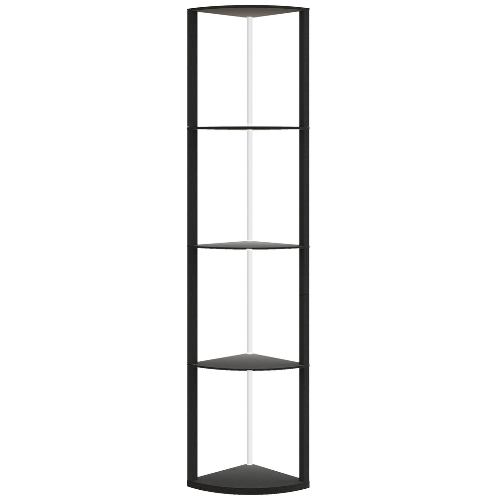 RGB LED Floor Lamp with Shelves, 4-Tier Dimmable Standing Lamp with Remote Control, Black