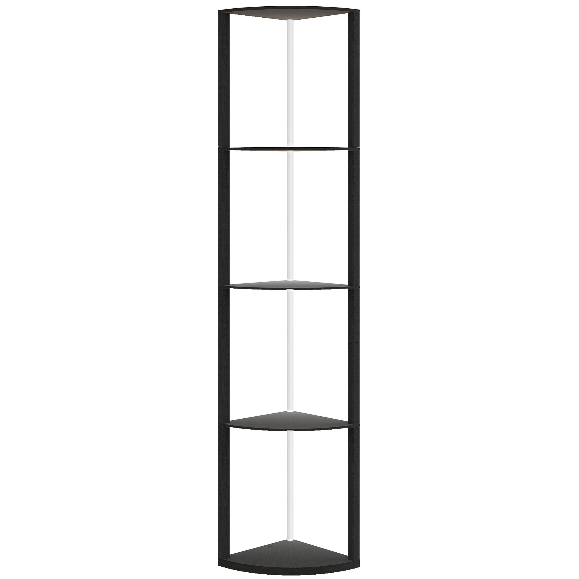 RGB LED Floor Lamp with Shelves, 4-Tier Dimmable Standing Lamp with Remote Control, Black