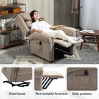 HOMCOM Velvet-Feel Electric Riser Recliner Chair - Khaki