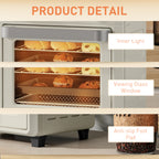 10L Air Fryer Oven, Mini Oven, Oil Free Cooking, Grill, Roast, Bake, with Adjustable Temperature, Timer, Dishwasher Safe, 1000W, Cream White