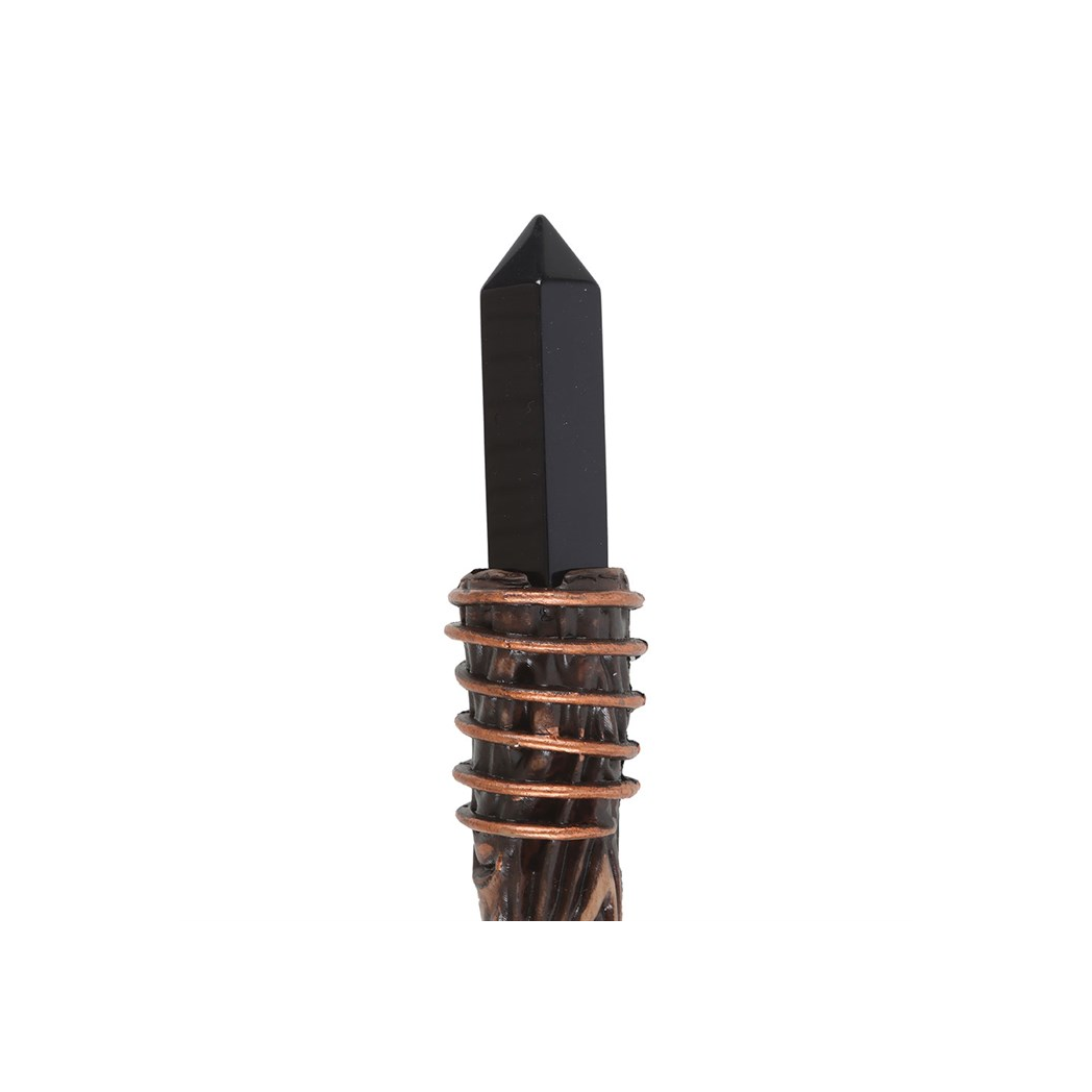 Thin Protection Black Obsidian Crystal Wand
