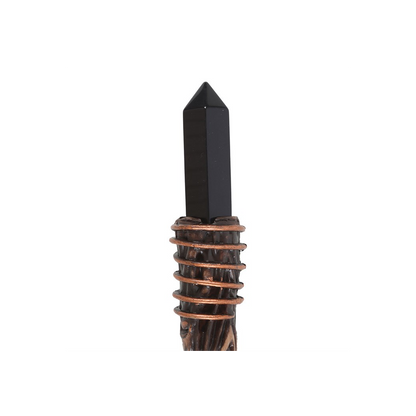 Thin Protection Black Obsidian Crystal Wand