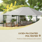 Outsunny 3 x 4m Gazebo Canopy Replacement Cover, Gazebo Roof Replacement (TOP COVER ONLY), Light Grey
