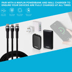 Maplin 2-in-1 USB-C to Multi-Charging USB-C 65W & Lightning 12W Braided Cable