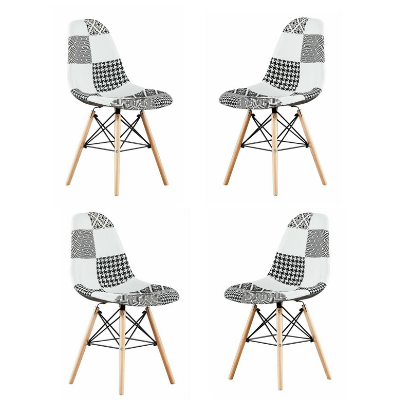 Elsie Dining Chair - Black/White Patchwork