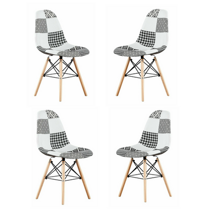 Elsie Dining Chair - Black/White Patchwork