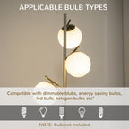 3-Light Tree Floor Lamps for Living Room, Modern Standing Lamp for Bedroom with Globe Lampshade, Steel Base, Bulb not Included, Silver Tone