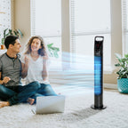 31 Inch Bladeless Oscillating Tower Fan with 70° Oscillation, Remote Control, 7.5H Timer, 3 Speed 3 Modes, Electric Floor Standing Cooling Fan for Home Bedroom Office, Black