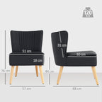 HOMCOM Modern Accent Chair, Fabric Living Room Chair with Rubber Wood Legs and Thick Padding, Black