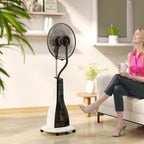 Pedestal Fan with Water Mist Spray, Spray Misting Fan with 75° Oscillation, Remote Control, Tilt Head, 3 Speeds, 3 Modes, 3 Mist, 3L Water Tank, Wheels, for Home, 125 cm