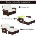 Outsunny Rattan Sun Lounger 2 Seater Day Bed with Cushions, Brown