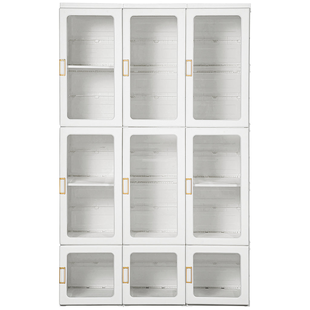 Portable Clothes Wardrobe for Bedroom, Foldable Clothes Organiser with Cube Storage, Hanging Rods, Magnet Doors, White