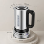 Electric Kettle, 1.7L, Fast Boil, 3kW Water Kettle with UK Strix Thermostat, Keep Warm Function, LCD Base, Silver Tone