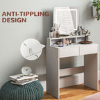 HOMCOM Storage Dressing Table, with LED Light Mirror - White