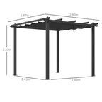 Outsunny 3 x 3m Aluminium Pergola with Retractable Roof and L4 Wind-proof - Dark Grey
