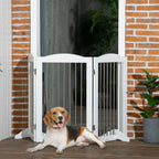 PawHut Foldable Dog Gate, Freestanding Pet Gate, with Two Support Feet, for Staircases, Hallways, Doorways - White