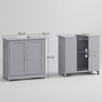 kleankin Under Sink Bathroom Cabinet, Freestanding Under Sink Cabinet with 2 Doors and Adjustable Shelf for Basin without or with Pedestal, Grey