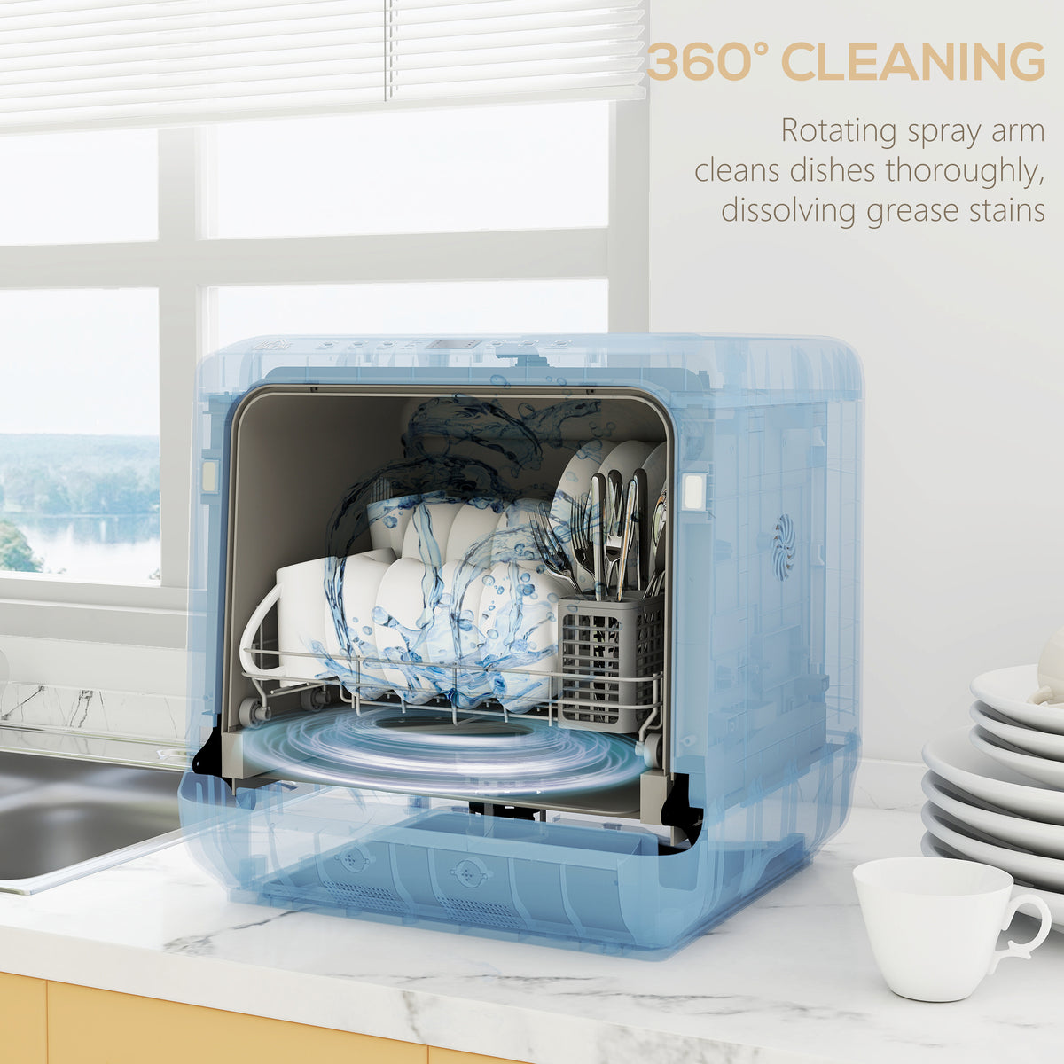 6L Five-Mode Tabletop Dishwasher - White