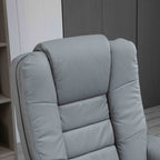HOMCOM Manual Recliner and Footrest Set PU Leather Leisure Lounge Chair Armchair with Swivel Wood Base, Grey