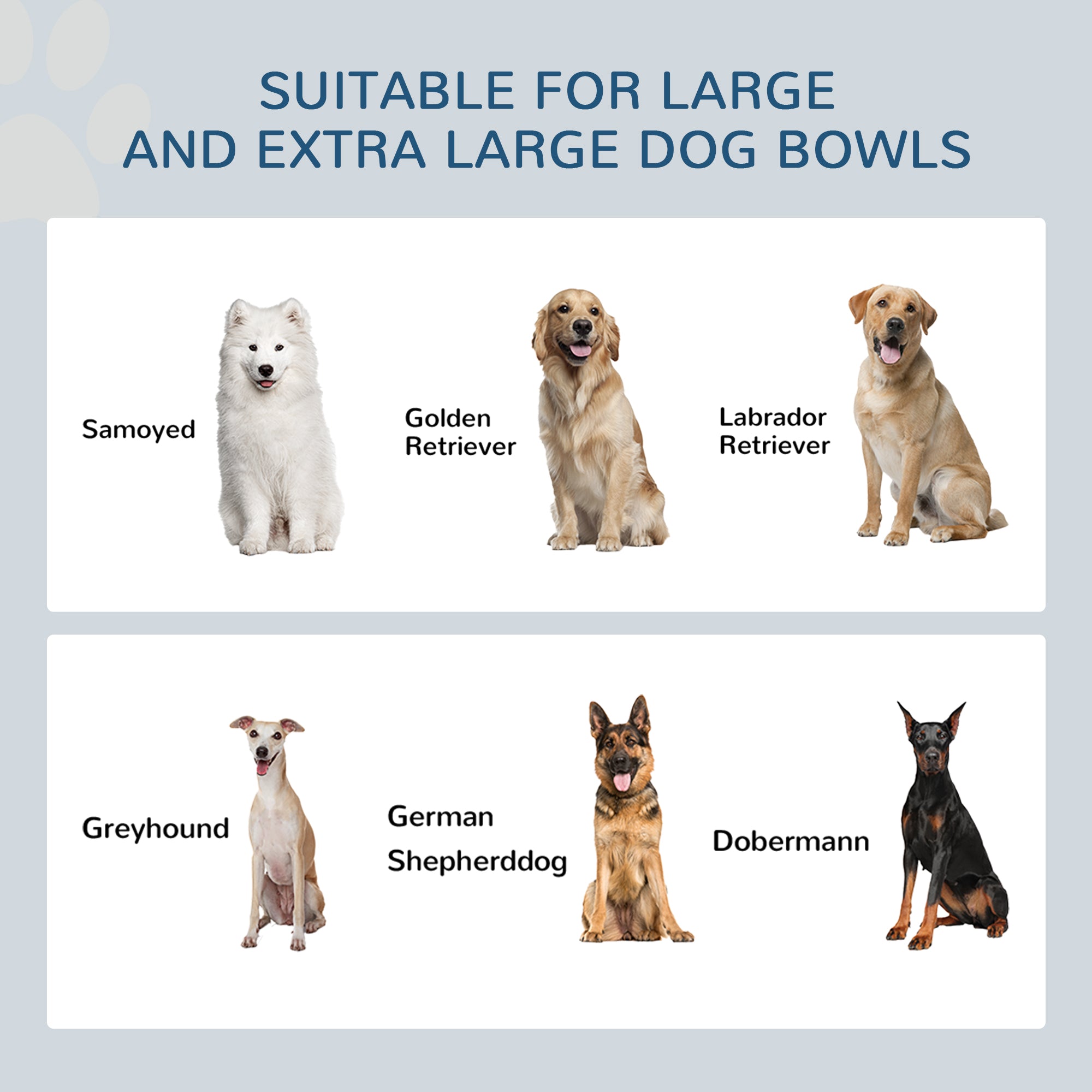 PawHut Raised Dog Bowls w/ Slow Feeder Mat, Storage Cabinet, Three Stainless Steel Bowls, Semi Auto Dispenser Function, White
