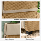 Outsunny 145° Reclining Rattan Armchair, with Footrest - Khaki/Beige