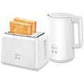 Polished Stainless Steel Kettle and Toaster Set - White
