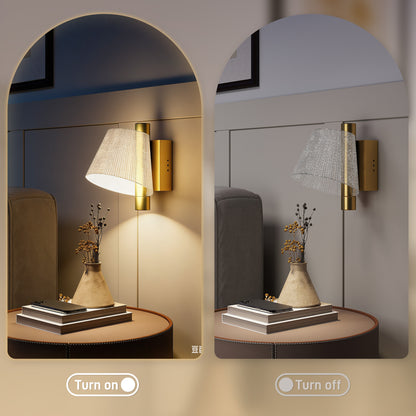 Led Wall Lamp 2 Pack, 5W Modern Indoor Starry Wall Light, Colour Temperature Adjustable 3000K/4000K/6500K, for Bedroom, Living Room, Hallway, Stairs, Gold Tone