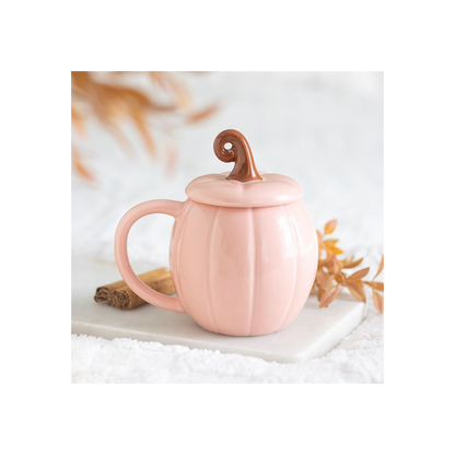Pink Curly Pumpkin Lidded Mug
