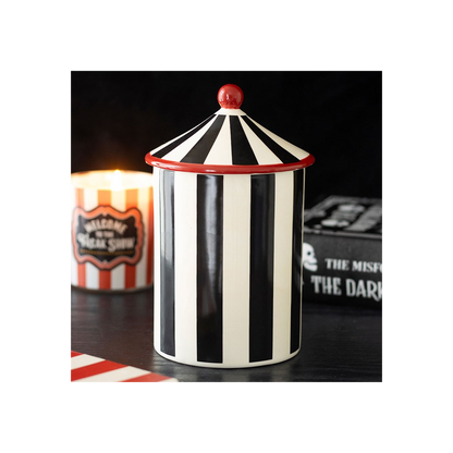 Black Striped Circus Tent Storage Jar