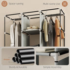 Foldable Fabric Wardrobe for Bedroom, Portable Wardrobe with 5 Shelves, 2 Hanging Rails and 3 Fabric Drawers, Light Grey