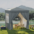Outsunny Garden Pop Up Gazebo Marquee Party Tent Canopy with free Carrying Case, Removable 2 Walls, 2 Windows, 2m x 2m, Grey