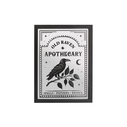 Old Raven Apothecary Mirrored Wall Art