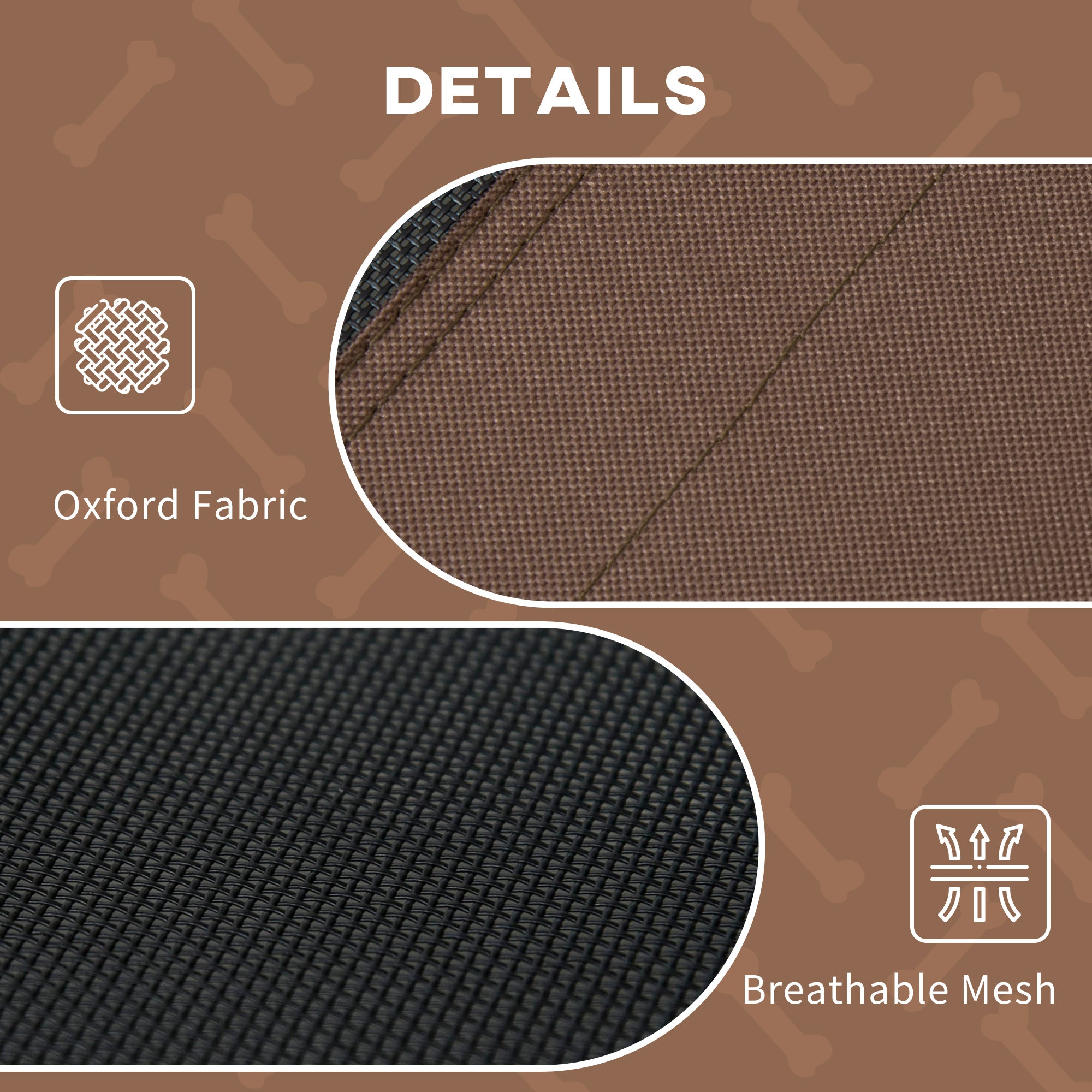 PawHut Outdoor Dog Bed with Removable Canopy, Portable Raised Dog Bed for Camping, Garden & Beach, Water-Resistant UV-Protection Mesh Pet Cot Sun Lounger, for XL Pets, 122 x 92 x 108 cm, Brown