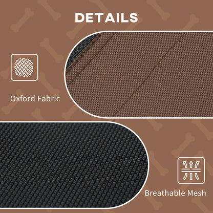 PawHut Outdoor Dog Bed with Removable Canopy, Portable Raised Dog Bed for Camping, Garden & Beach, Water-Resistant UV-Protection Mesh Pet Cot Sun Lounger, for XL Pets, 122 x 92 x 108 cm, Brown