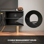 TV Stand Cabinet for TVs up to 50 Inches, TV Unit with Storage Shelves and Cupboard for Living Room, Black Marble Tone