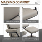HOMCOM Recliner Chair with Ottoman 360° Swivel Faux Leather High Back Armchair w/ Footrest Stool for Home Office