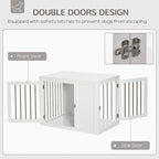 PawHut 2-in-1 Dog Cage and Side Table, with Two Lockable Doors, for Medium Dogs - White