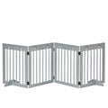 PawHut Freestanding Pet Gate 4 Panel Folding Wooden Dog Barrier w/ Support Feet