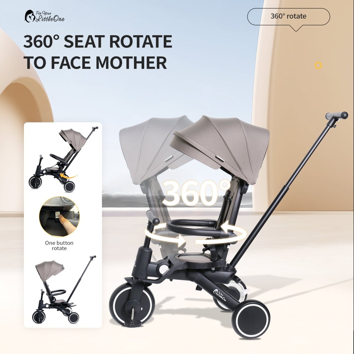 Foryourlittleone Xplor Ultimate 6 in 1 Foldable Trike - Pastel Pink (10m-5y)