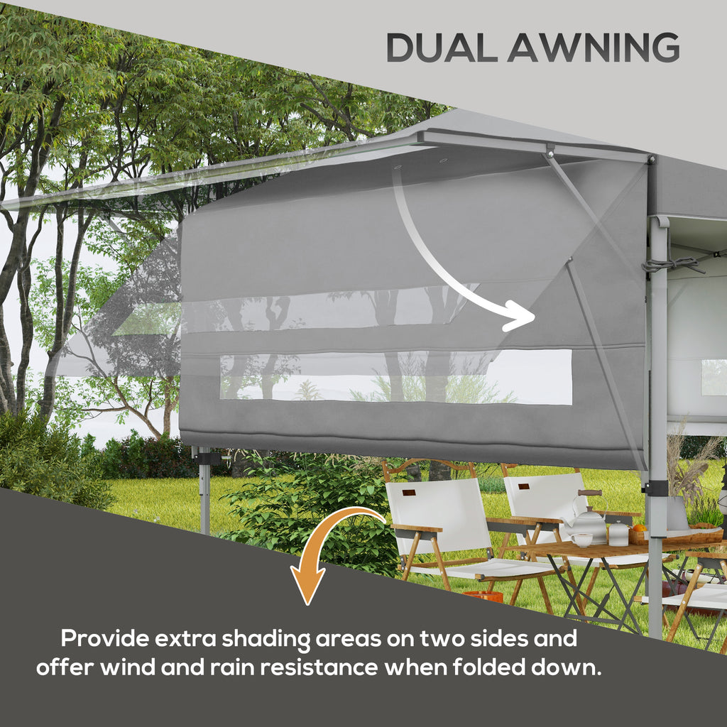 Outsunny 3 x 3m Height Adjustable Pop-Up Gazebo, with Accessories - Grey
