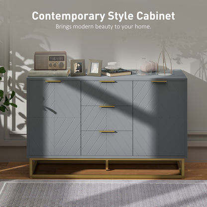 Sideboard with 3 Drawers and Adjustable Shelves for Living Room - Grey