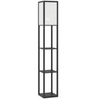 Floor Lamp with Shelves, 3 Layer Column Modern Standing Lamp for Living Room, Bedroom, Office, Bulb not Included, Black