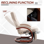 HOMCOM 135° Manual Reclining Swivel Chair, with Footrest - Beige