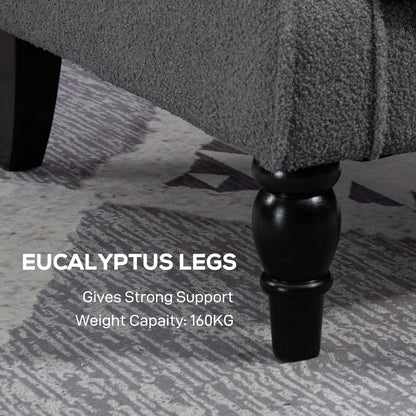 Teddy Fleece Retro Wingback Chair - Grey