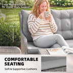 Outsunny 5 Seater Rattan Garden Furniture Set with Sofa, Reclining Chairs, Table, Patio Rattan Furniture Sofa Sets, Grey