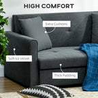 HOMCOM 2 Seater Sofa Bed with Hidden Storage, Pull Out Convertible Bed Settee, Modern Snow Flannel Loveseat Sofa Sleeper with 2 Cushions for Living Room, Guest Room, Dark Grey