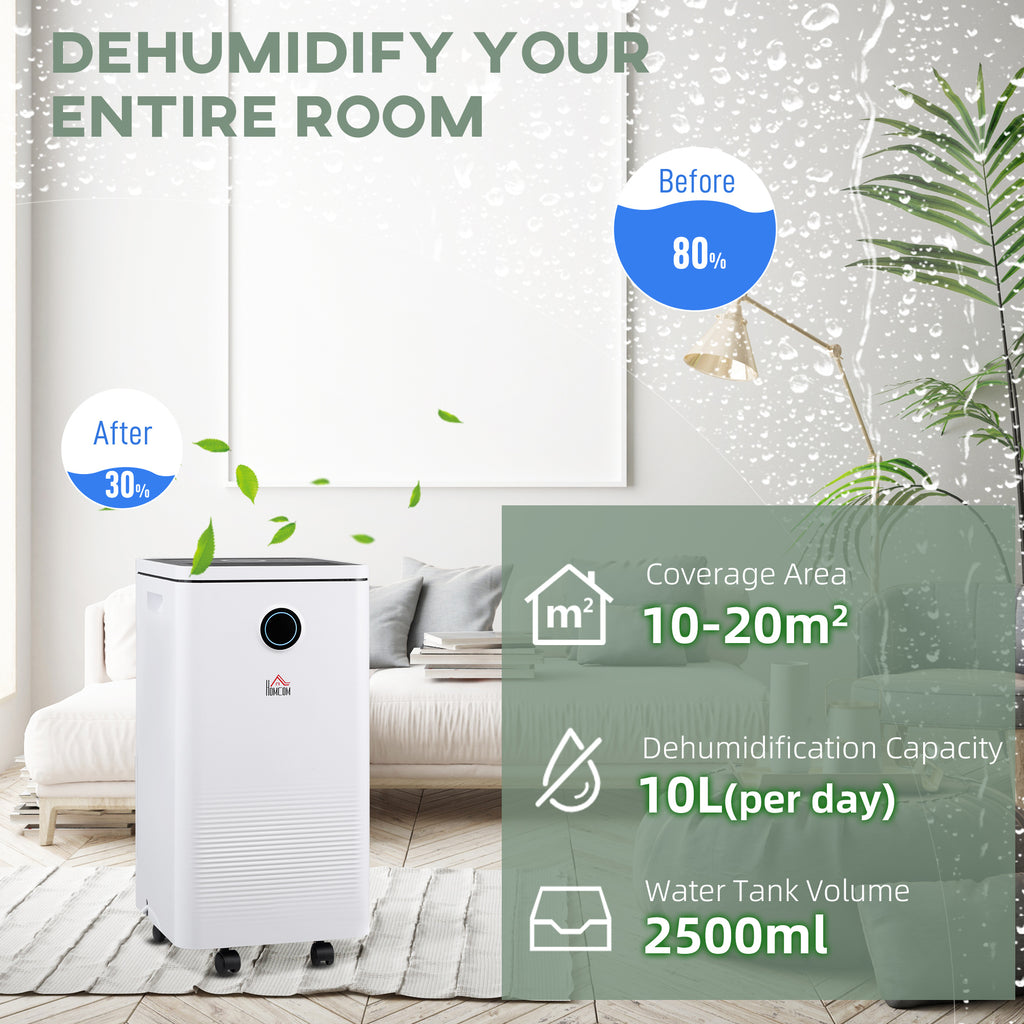 10L/Day Dehumidifier with WiFi Smart App Control, 2.5L Water Tank, Digital Display, Sleep Mode, 24H Timer, Laundry Clothes Drying, for Home and Large Room Basement