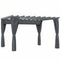 Outsunny 3.6 x 3 m Pergola with Retractable Roof Canopy, Curtains, Aluminium Garden Pergola Gazebo Sun Shade Shelter, Dark Grey