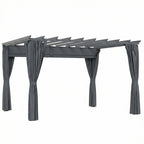 Outsunny 3.6 x 3 m Pergola with Retractable Roof Canopy, Curtains, Aluminium Garden Pergola Gazebo Sun Shade Shelter, Dark Grey